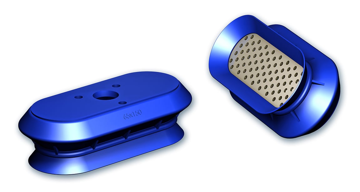 Oblong suction cup with 1.5 bellow Specifically designed for cheese, series VSAOF