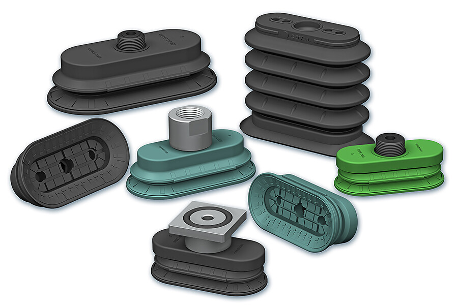 Oblong bellows suction cups
